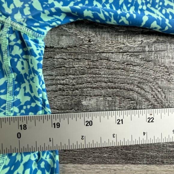 Athleta Vibrant Blue Abstract Retro Design Athletic Long Sleeve Gym Active‎ - Picture 3 of 6